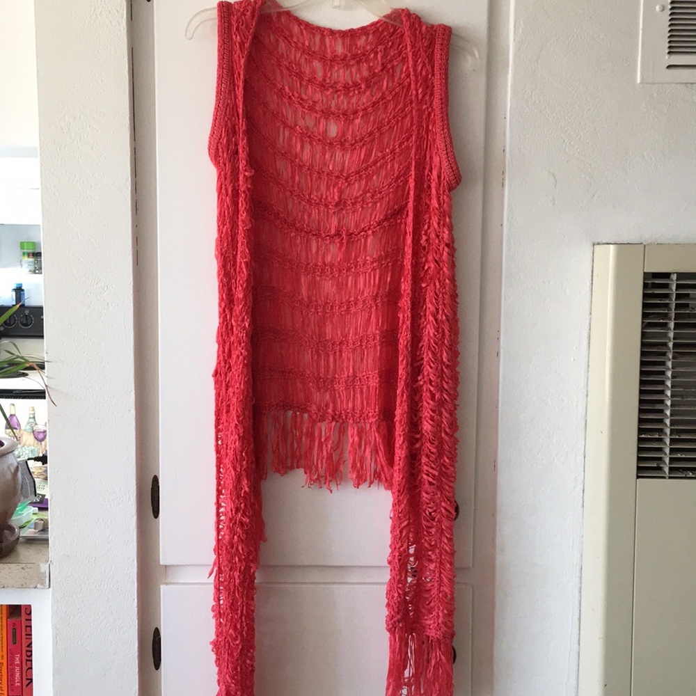 Pink fringe vest